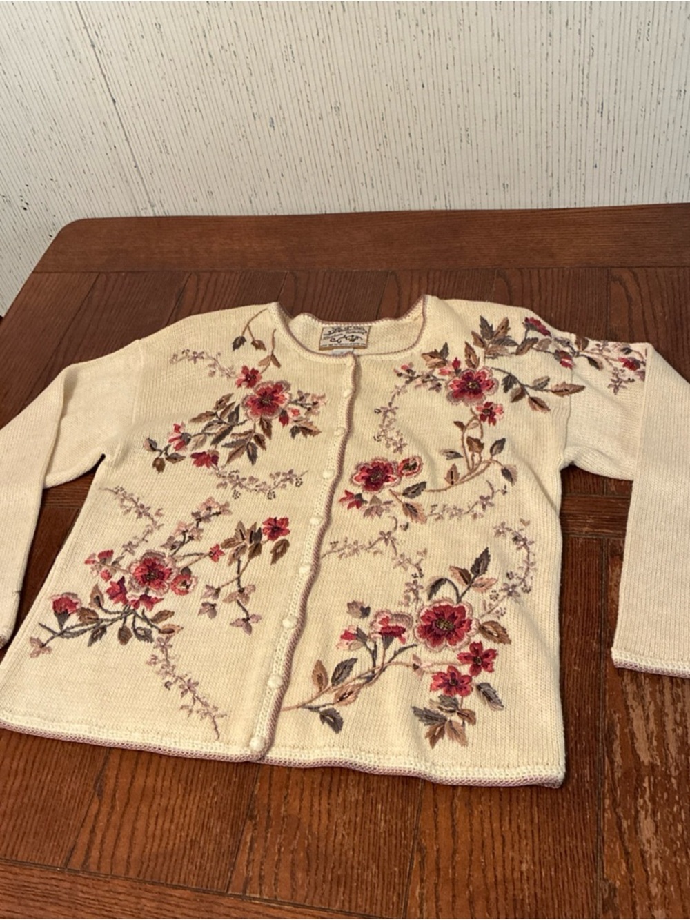 Heirloom Collectibles Embroidered Beaded Cardigan Women’s M Shoulder Pads